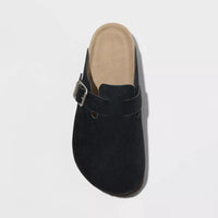 Top view of black Clogin™ height increasing clogs